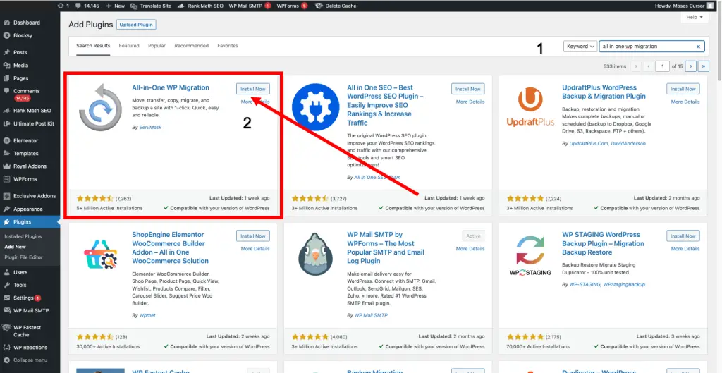 All in 1 wp Migration - Migration made easy